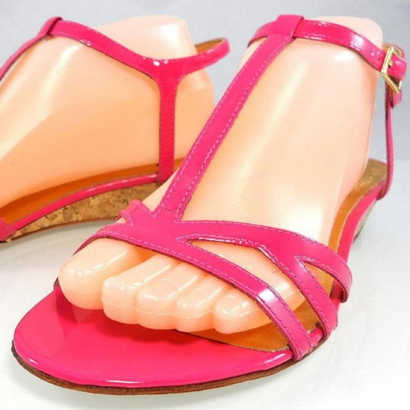 kate spade Shoes - NIB $248 KATE SPADE NY LEATHER LOW CORK WEDGE T-STRAP STRAPPY SANDALS